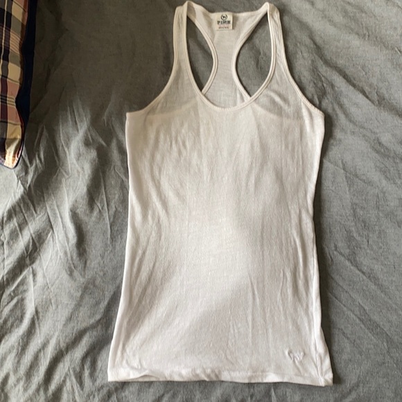 PINK Victoria's Secret Tops - Pink racer back white shirt